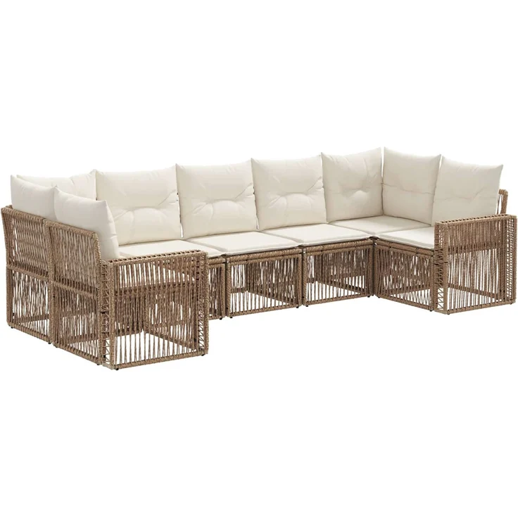vidaXL Gartensofa-set 7 Stk. 7-Sitzanzahl Beige und Cremeweiß 3435225 – Bild 2