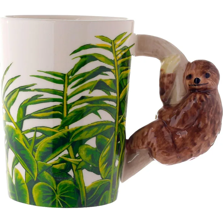 Faultier Tasse mit 3D Faultier am Henkel