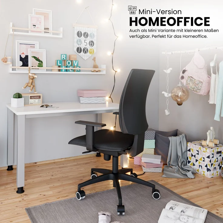 bümö manuell höhenverstellbarer Schreibtisch 200x80 cm in Nussbaum - PC Tisch höhenverstellbar & groß, höhenverstellbarer Tisch Büro, großer Computertisch verstellbar, QS-20-N – Bild 8
