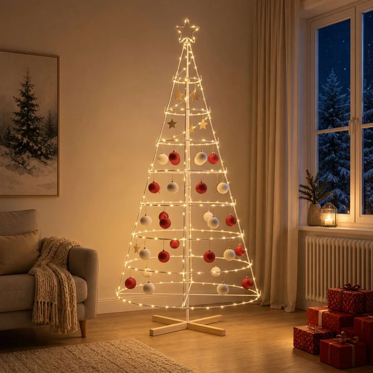 vidaXL Metall Weihnachtsbaum KUOPIO 210 cm Stahl Weiß 42053815 – Bild 3