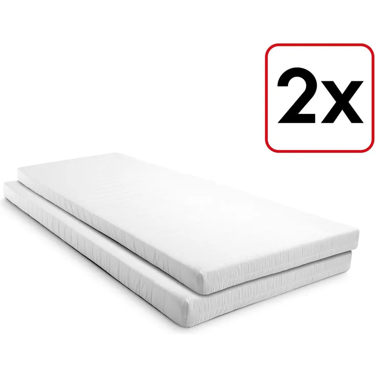 Komfortschaummatratze K10 100 x 200 cm, Höhe 10 cm, Härtegrad H3, Twin-Set