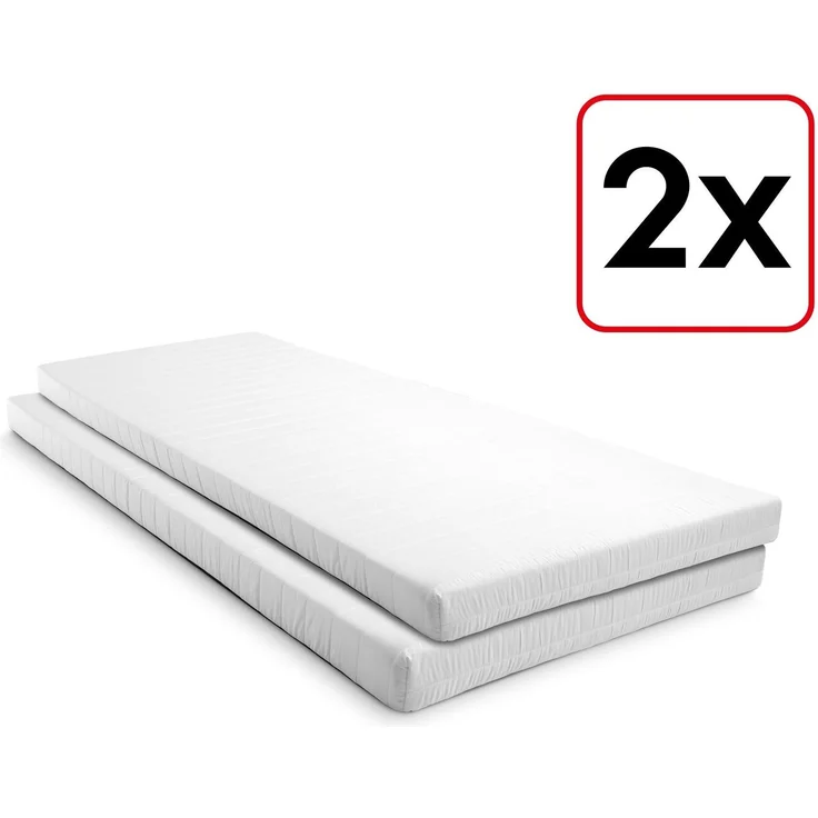 Komfortschaummatratze K10 100 x 200 cm, Höhe 10 cm, Härtegrad H3, Twin-Set