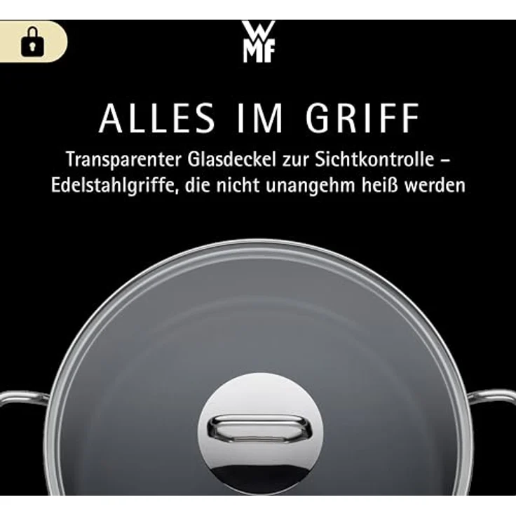 WMF Schmorpfanne 28cm Induktion, Bräter, Schmortopf mit Deckel 5,0l, Cromargan Edelstahl beschichtet, backofengeeignet, hoher Rand – Bild 7