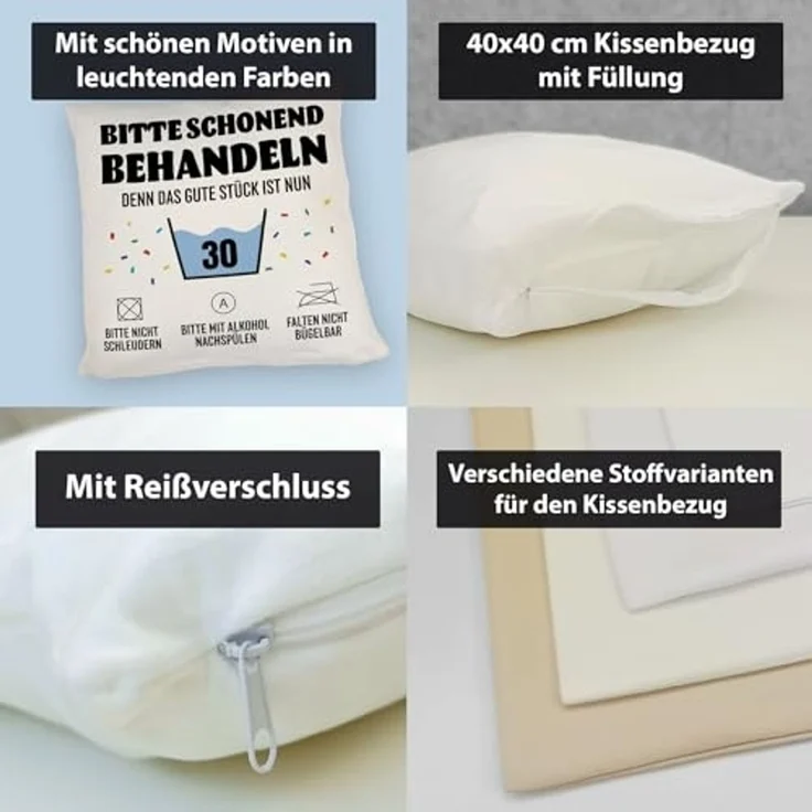 speecheese Dekokissen Bitte schonend behandeln - 30. Geburtstag Kissen – Bild 4