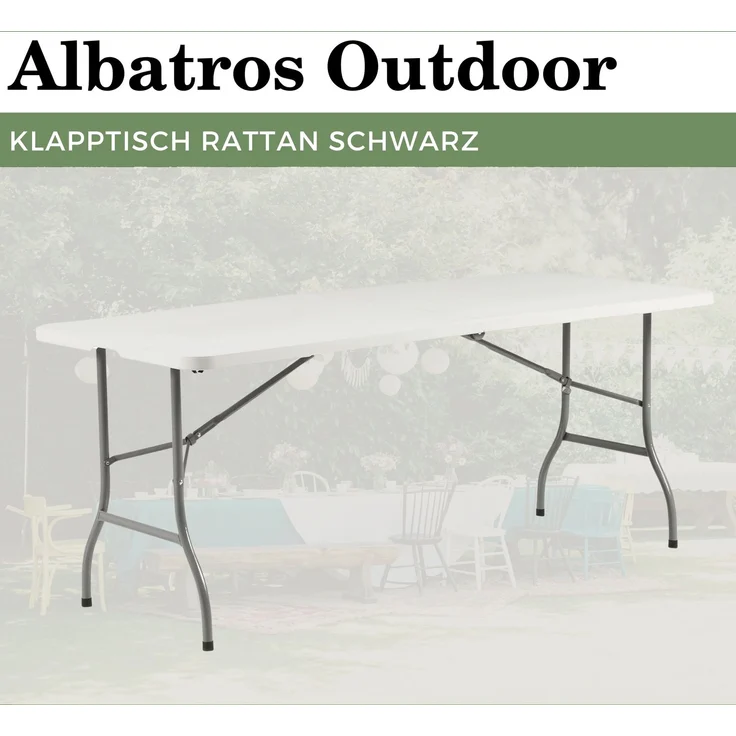 Albatros Buffettisch Klapptisch weiß – robuste Konstruktion klappbar und hohe Tragkraft –für bis zu 10 Personen – für Bierzelt mit Tragegriff – Bild 2