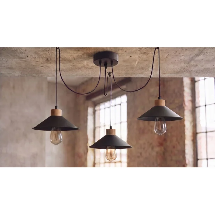 KAWOLA Hängelampe URAL 3-flammig Metall schwarz 100 x 24 x 114 cm – Bild 2