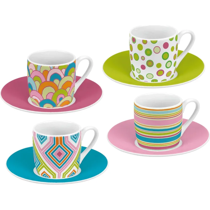KÖNITZ 4er Geschenkset Espresso 85 ml - SPRING - aus Porzellan / Designbecher