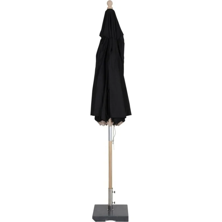 Sonnenschirm Reggio aus Buchenholz und Polyester, modern skandinavisch, schwarz, Ø 300 cm – Bild 3