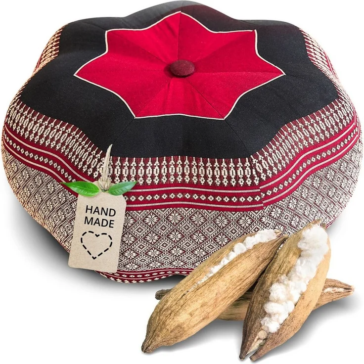 livasia Meditationskissen Zafukissen Stern groß, vegan und handgefertigt, Ø 40x20cm, Kapok – Bild 5