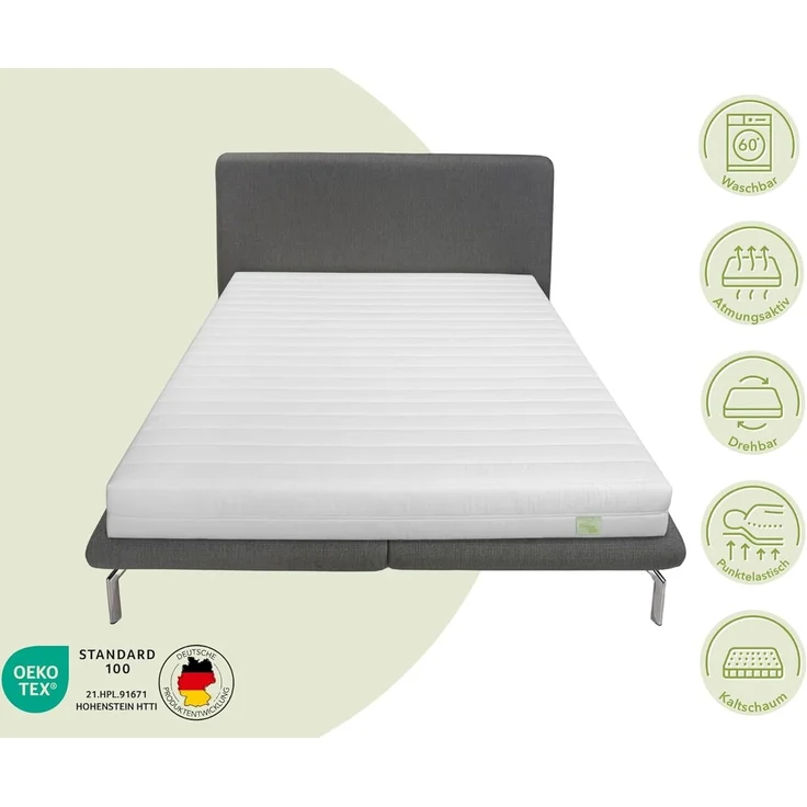 Dreamstar, Topper Easy Flex, ergonomischer 7-Zonen Matratzentopper zum Wenden, 10 cm hoch, Duo Härtegrad H3 und H4, verschiedene Größen, Komforthöhe 10 cm – Bild 4