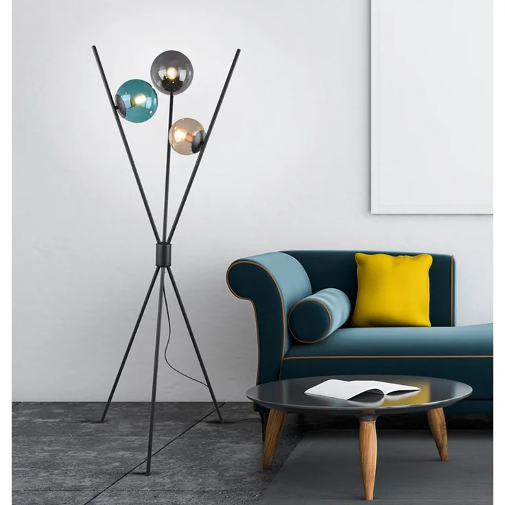TRIO Leuchten 'Lance' mit Fußschalter, Metall / Glas bunt, Höhe: 156 cm