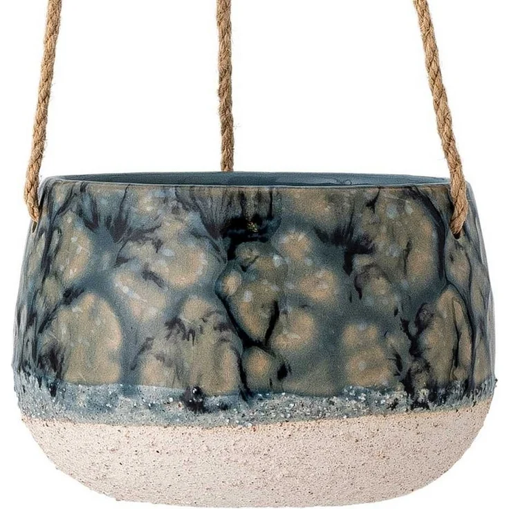 Bloomingville Blumentopf Bloomingville Blumentopf Hänger MOWBRAY Blau Grün 15 cm – Bild 1