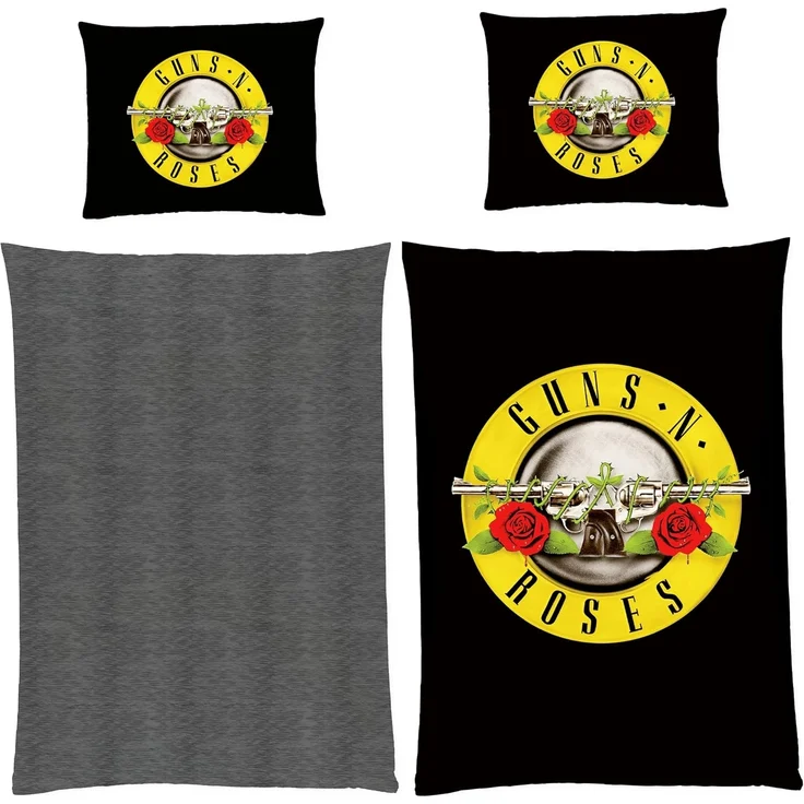BERONAGE Wendebettwäsche Guns N’ Roses Schwarz Bettwäsche Linon / Renforcé, 100% Baumwolle, 2 teilig, 135x200 + 80x80 cm – Bild 6