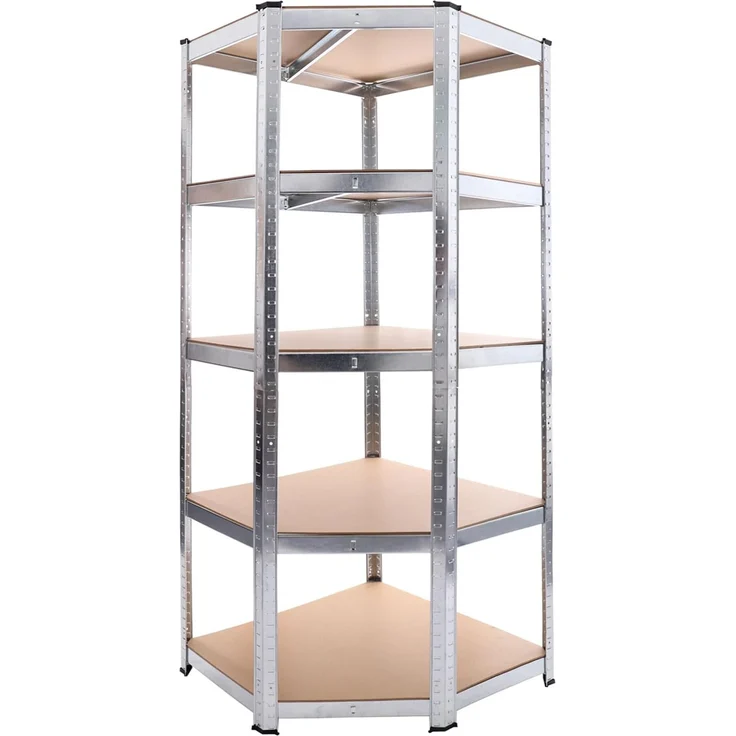 BELKO® Eckregal Schwerlastregal CO210 Verzinkt, Lagerregal & Kellerregal für Ecken, Metallregal mit 5 Böden, Steckregal bis 875kg extrem belastbar (175kg pro Ebene), Werkstattregal