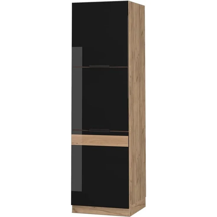 Herdumbauschrank Fame-Line Schwarz Eiche hochglanz 60 cm Vicco – Bild 1