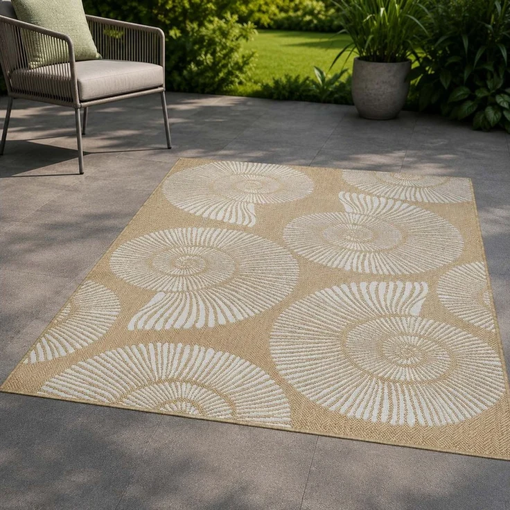 TaraCarpet Outdoorteppich TaraCarpet Regina Maritim Wohnzimmer,Schlafzimmer,Esszimmer natur, rechteckig, Höhe: 7 mm, Küche Flur Terrasse Garten Balkon 80x150 – Bild 1