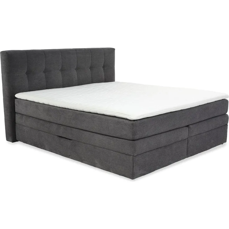 Boxspringbett 180x200 cm H3 Federkernmatratzen Bonell Topper Cord Dunkelgrau