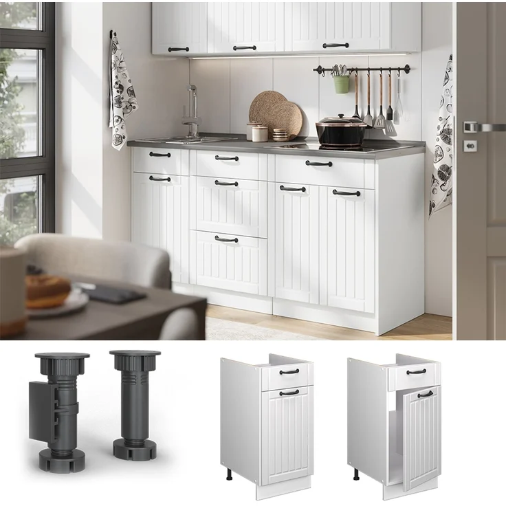 Unterschrank für Spüle/Kochfeld Fame-Line Weiß Landhaus/Weiß 40 cm ohne Arbeitsplatte Vicco – Bild 4