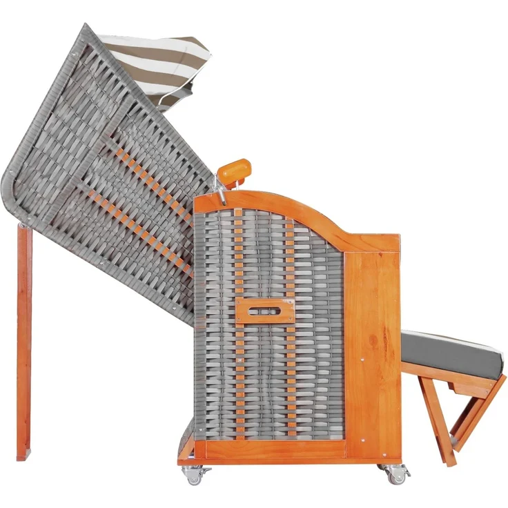 Strandkorb Hanse Ostsee Klassik XXL 2,5 Sitzer - Creme Weiß Blockstreifen, 160 x 166 x 78 cm – Bild 5