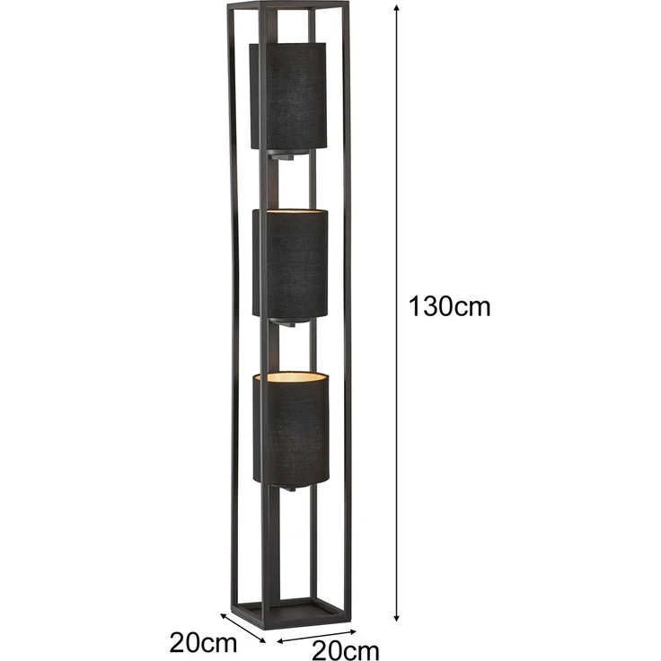 Fischer & Honsel 40459 Stehleuchte Spenzer 3-flammig sandschwarz goldfarben E27 – Bild 4