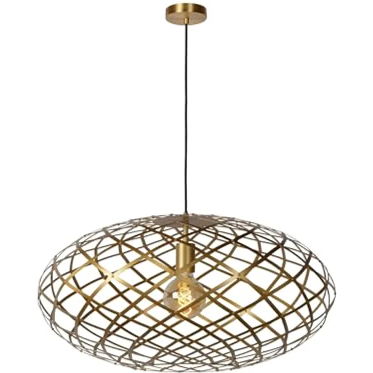 LUCIDE WOLFRAM Pendelleuchte, Ø 65 cm, 1xE27, Höhenverstellbar, Mattes Gold/Messing, Metall, Dimmer-kompatibel – Bild 1