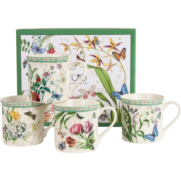 DUO 4er-Set Becher FLOWER DREAM, 400 ml, New Bone China Porzellan, in Geschenkbox – Bild 2