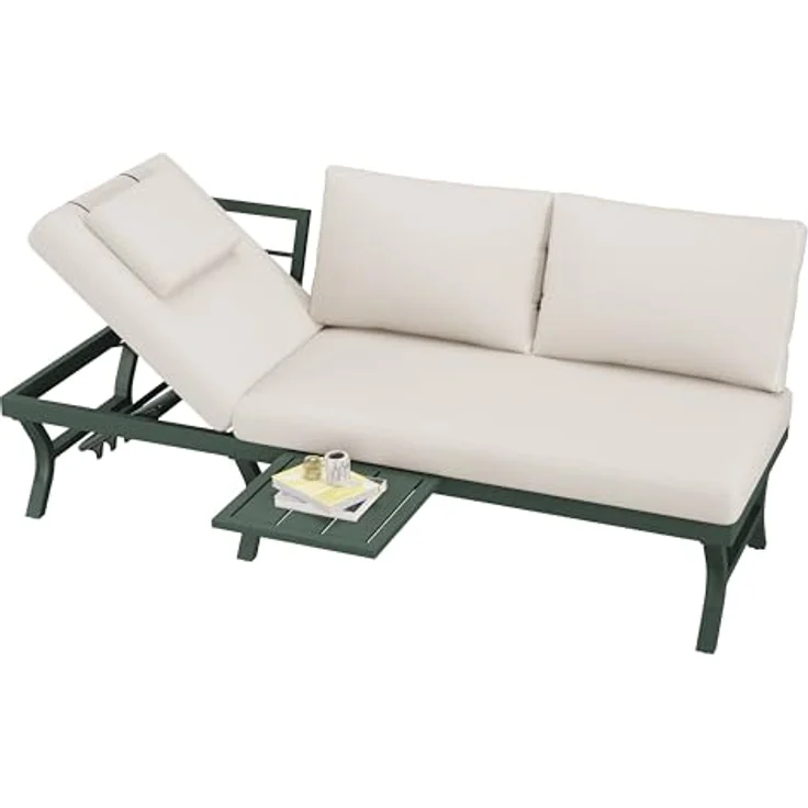 Ball & Cast Gartenlounge Set, Outdoor Sofa 3-Sitzer mit Verstellbarer Kippfunktion, für Garten, Terrasse & Balkon, Grün – Bild 8