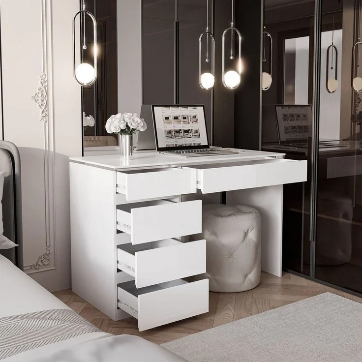 Lookway Schreibtisch AURORA SILVER mit Schubladen, Breite: 120 cm – Bild 3