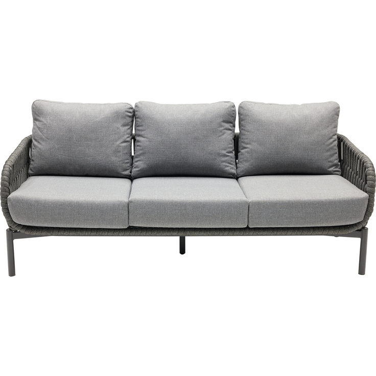 TERRANO Dining-Sofa, 3-Sitzer, Rope: Dunkelgrau, Aluminiumgestell: Anthrazit, inklusive Auflagen – Bild 2