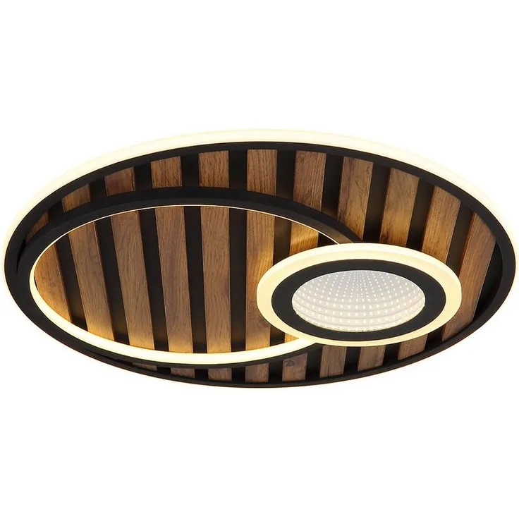 GLOBO LIGHTING LED Deckenleuchte, LED-Leuchtmittel fest verbaut, Warmweiß, Deckenleuchte 3-Stufen LED 3D-Effekt Wohnzimmerleuchte Holz schwarz