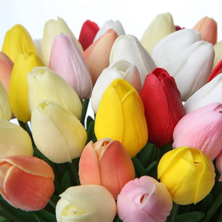 20 Stück Künstliche Tulpen Blumenstrauß Latex Real-Touch Dekoration – Bild 8
