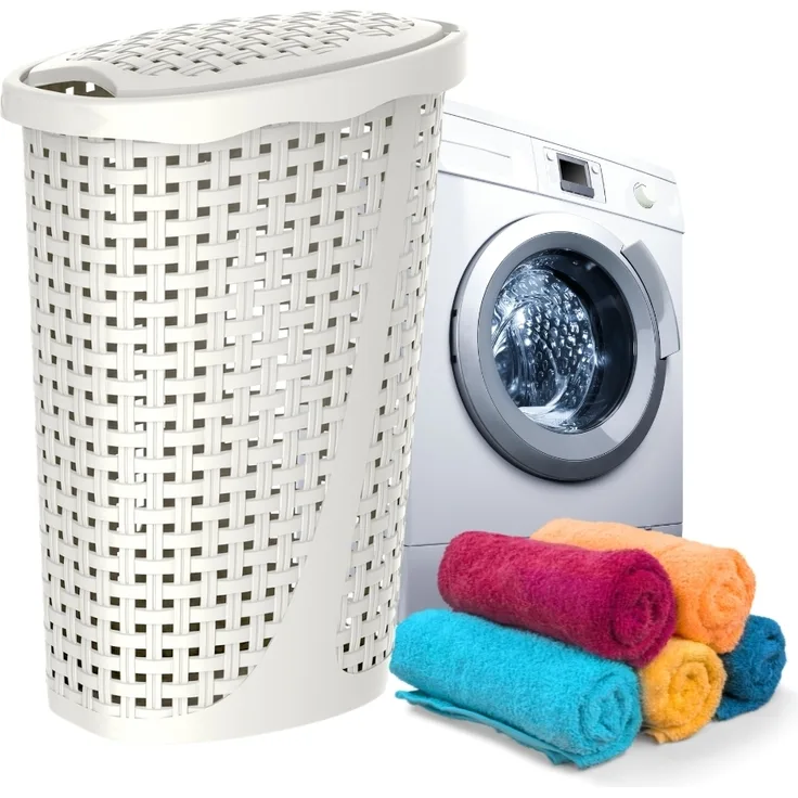 GarPet Wäschebox Wäschebox Wäschesammler Wäschekorb Wäschetruhe Rattan Optik 60 cm