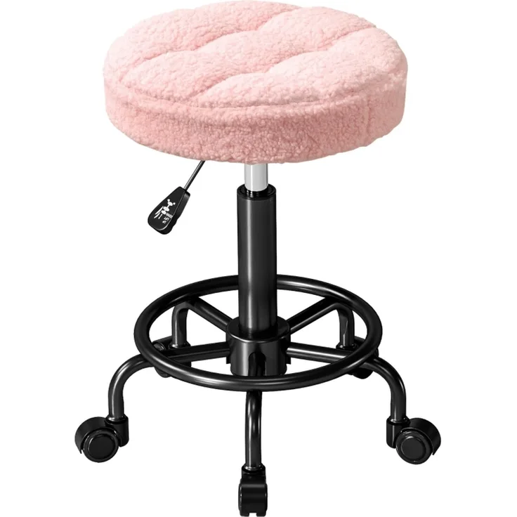 Rollhocker höhenverstellbar Drehhocker 50-66 cm Arbeitshocker 360° drehbar Bürohocker Hocker für Büro Salon Massage Spa Rosa--Rosa--50x50x66cm--YOUDENOVA
