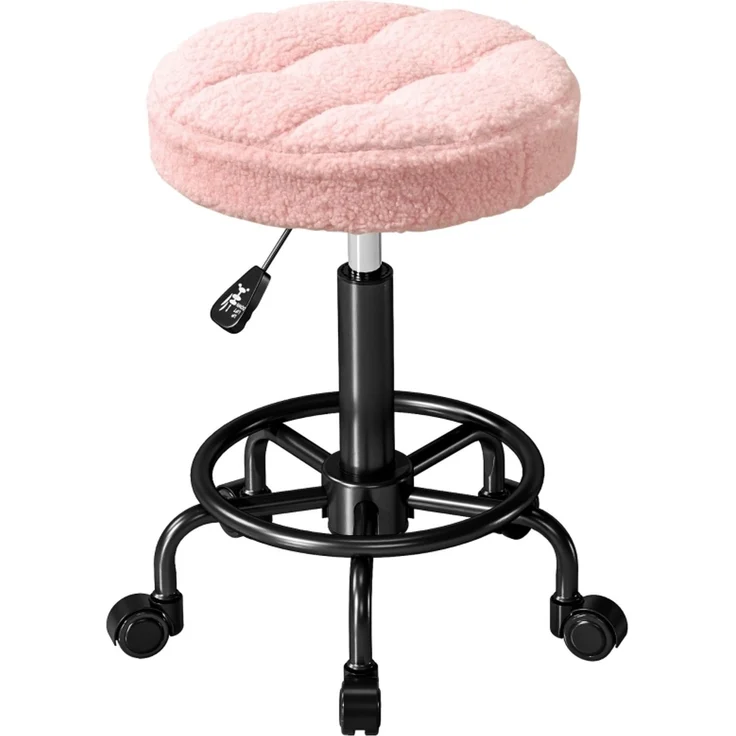 Rollhocker höhenverstellbar Drehhocker 50-66 cm Arbeitshocker 360° drehbar Bürohocker Hocker für Büro Salon Massage Spa Rosa--Rosa--50x50x66cm--YOUDENOVA – Bild 1