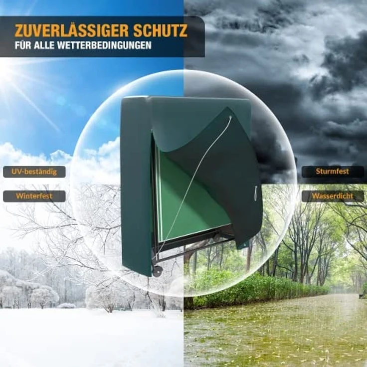 Kronenburg Gartenmöbel-Schutzhülle Tischtennisplatten Abdeckung - Wetterfeste Schutzhülle, mit Reißverschluss - Maße 180 x 160 x 55 cm, grün, UV-beständig – Bild 5