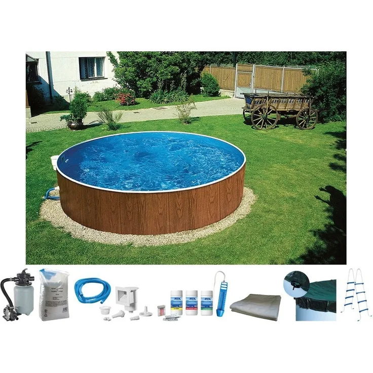 my POOL BWT Rundpool MAONI 3 (Komplett-Set, 8-tlg), Aufstellpool in Holzoptik in verschiedenen Größen
