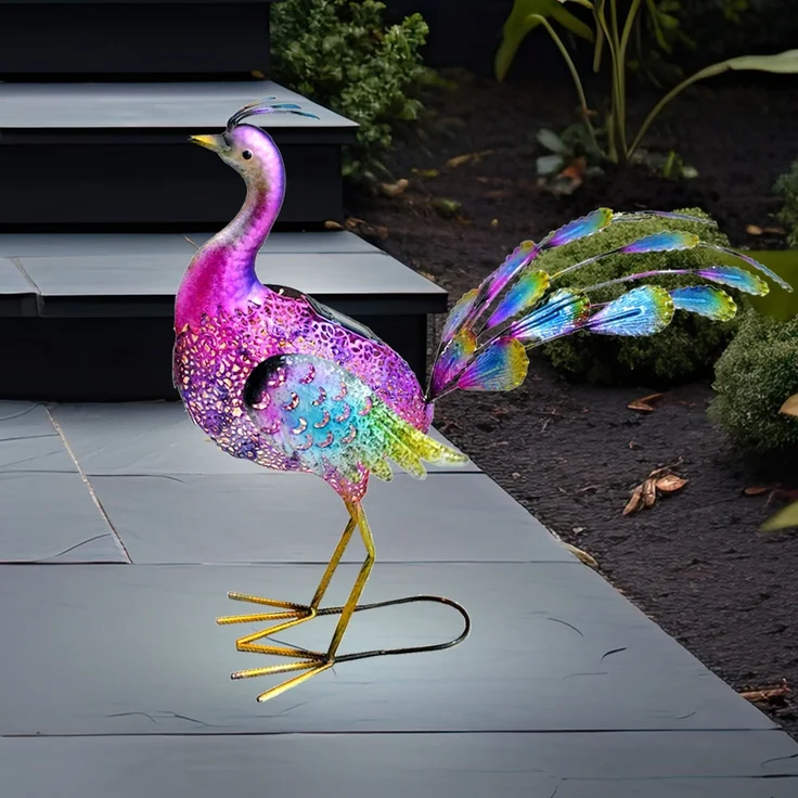 LED Solarleuchte, Pfau, bunt, Höhe 55 cm – Bild 3