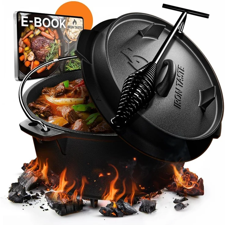 Dutch Oven Iron Taste 9L mit Füßen Deckelheber – Bild 1