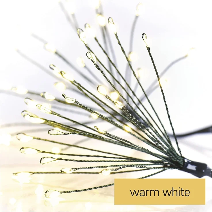 EMOS LED-Lichterkette warmweiß für Innen, 8 m lange Feuerwerk Weihnachtslichterkette NANO, 6 Stunden Timer Funktion, Netzteil und Transformator, für Partys, Weihnachten, Deko, grünes Kabel – Bild 2