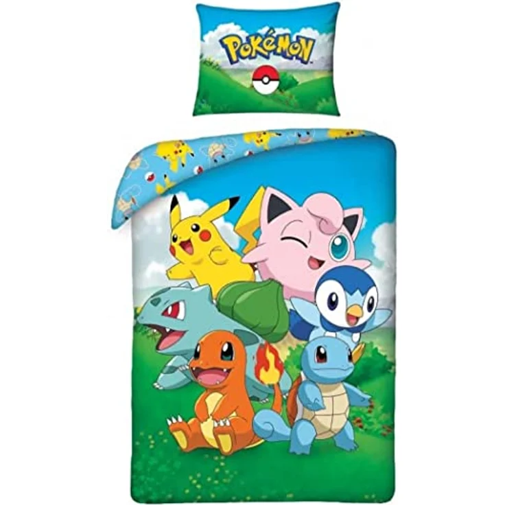 Pokemon Bettwäsche Set aus Baumwolle Bettdeckenbezug 140 × 200 cm mit 70 × 90 cm Kissenbezug – Bild 2