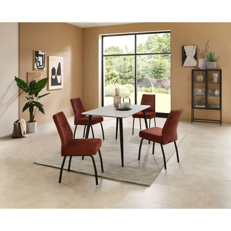 Esstisch >Cody< in weiß, schwarz, Keramik, Metall - 140x76x80cm (BxHxT) – Bild 5