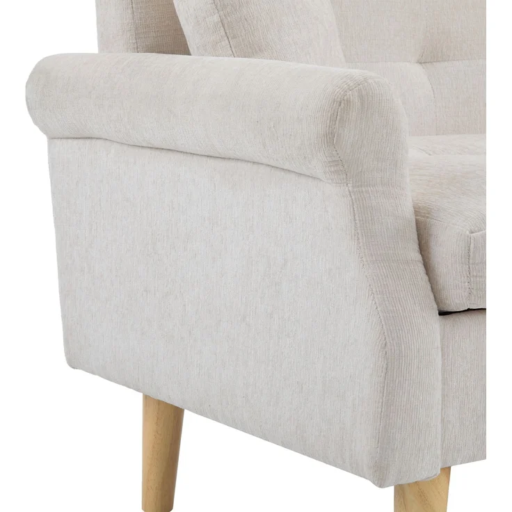 Sofa aus Chenille 2-Sitzer mit Massivholzfüßen, ergonomischem Design & 15 cm dickem Sitzkissen,Beige – Bild 10