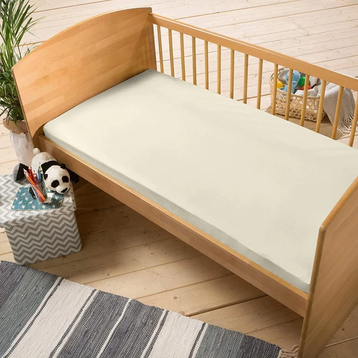 DuDu N Girlie Spannbettlaken für Babybett, Baumwoll-Jersey, cremefarben, 2 Stück – Bild 2