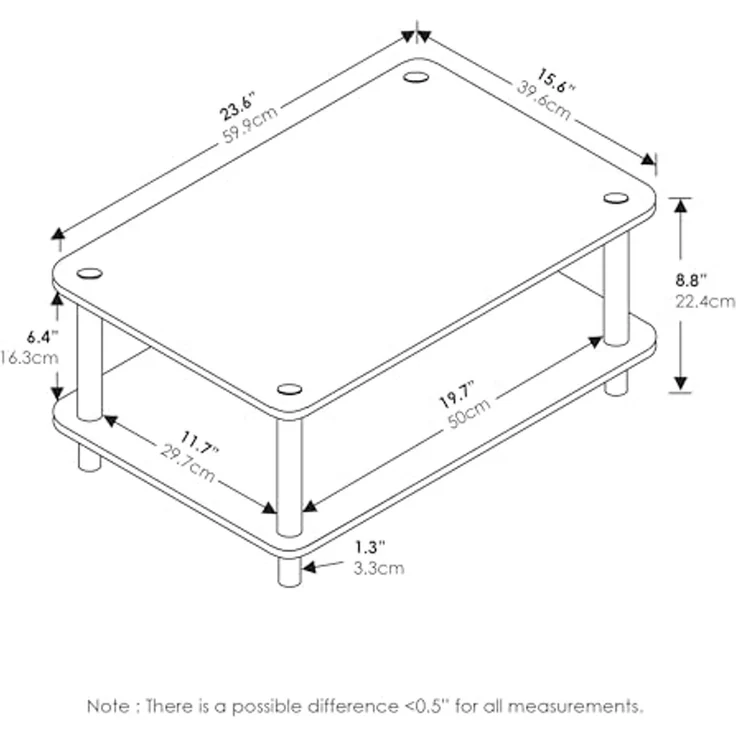 Furinno JUST Couchtisch, 2-stufiger Moderner Couchtisch Mit Offenem Regalboden, Beistelltisch Mit Werkzeugloser Montage, Für Wohnzimmer, Schlafzimmer, Homeoffice, Reinweiß – Bild 2