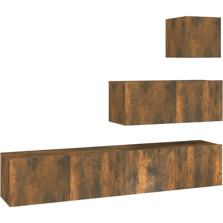 4-tlg. TV-Schrank-Set Räuchereiche Holzwerkstoff [3114651]