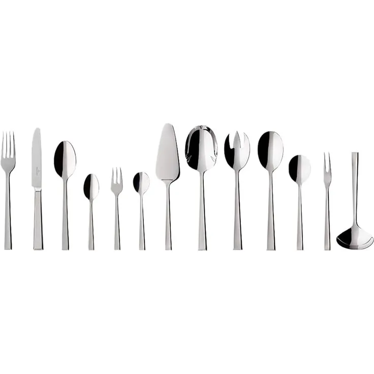 Villeroy & Boch – Victor Besteckset 68 teilig für 12 Personen Silber/Platin, Spülmaschinenfest, Rostfrei, Tafelbesteck, Besteck Set, Essbesteck, Gabel, Löffel, Messer, Küchen Besteck Set, Edelstahl