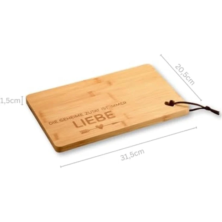 KESPER 58390 Schneidebrett mit Herz, Motiv Liebe, 31,5 x 20,5 cm aus Bambus / Servierbrett – Bild 2