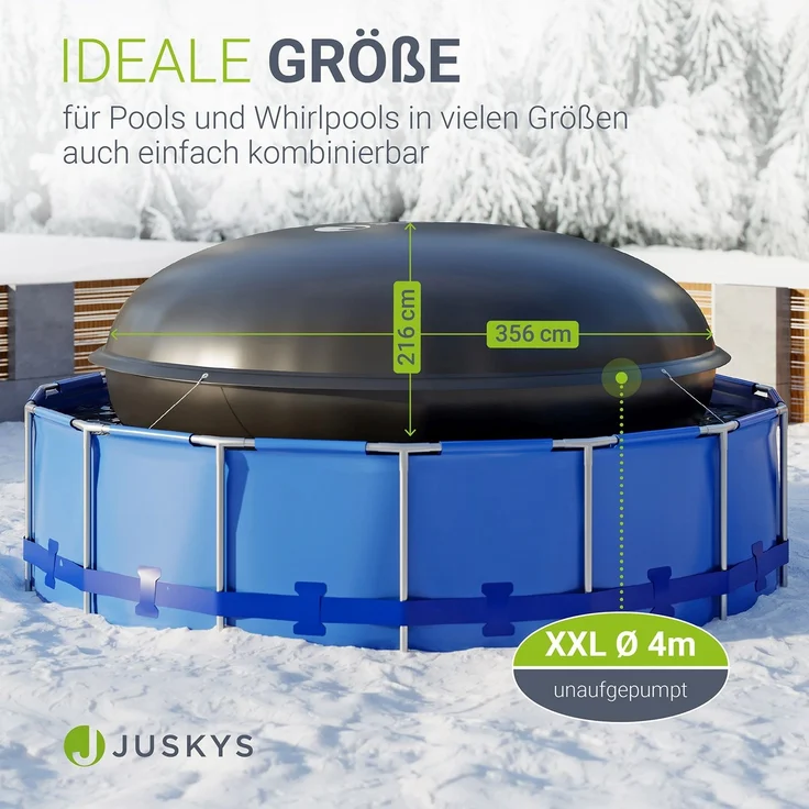 Juskys Aufblasbare Poolabdeckung rund, PVC schwarz, 4 m – Bild 4