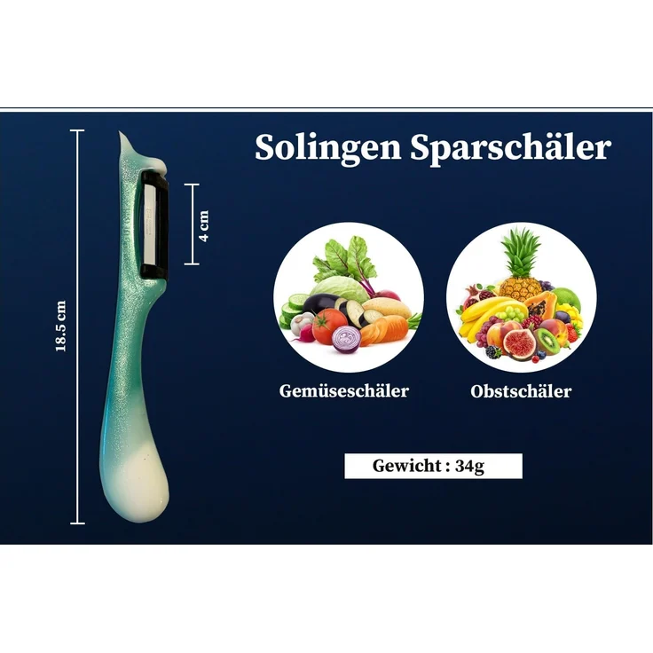 SMI Sparschäler Solingen Sparschäler Kartoffelschäler Gemüseschäler Spargelschäler, (1-tlg, 1 tlg), Rechts- und Linkshänder nach klingen wechseln – Bild 2