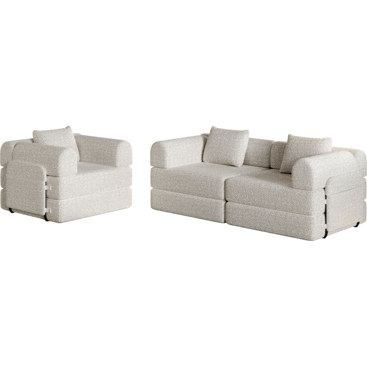 Schlafsofa aus Chenille, 2-in-1 mit Armlehnen-Ablagefach, 274x91,4x69,8 cm, Khaki – Bild 4